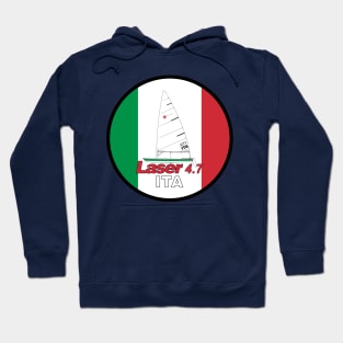 laser class sailboat on flag Italy Hoodie